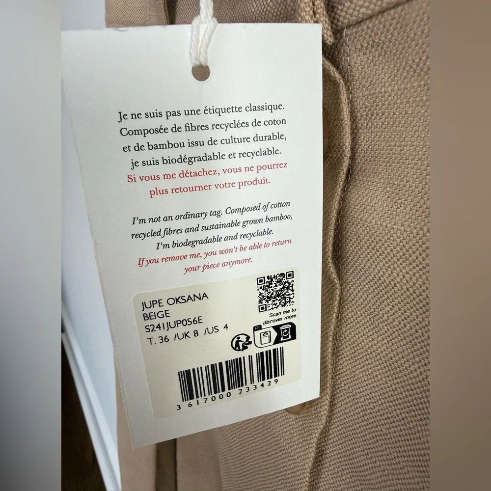 Sézane Oksana Midi Skirt – NWT – Size US 4 / EU 36- beige - Picture 7 of 11